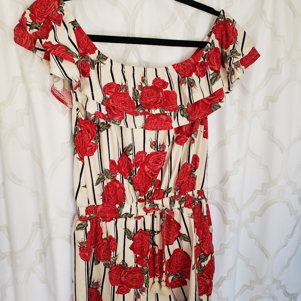 Striped rose romper LARGE